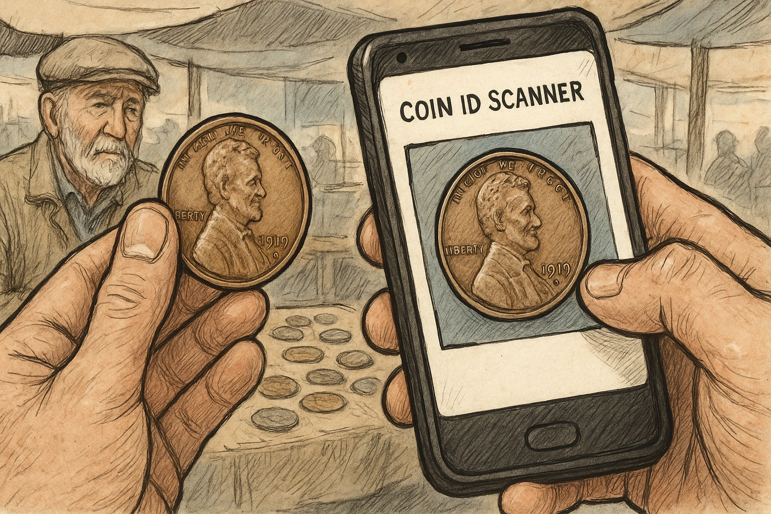 A coin is being scanned via the Coin ID Scanner.